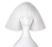 Lady Gaga Wig Black Blonde White Synthetic Hair Cosplay Wig Halloween Party Costume Wigs + Wig Cap White