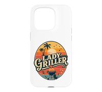 Lady Griller Retro Sunset BBQ Grill Woman Barbecue Queen Case for iPhone 15 Pro