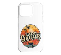Lady Griller Retro Sunset BBQ Grill Woman Barbecue Queen Case for iPhone 16 Pro