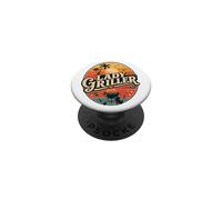 Lady Griller Retro Sunset BBQ Grill Woman Barbecue Queen PopSockets Adhesive PopGrip
