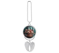 Lady Holding A Basket Car Hanging Ornament Rear View Mirror Pendant Cute Car Mirror Aesthetic Decor Funny Auto Pendant Auto Charms Gifts for Men Women Silver-style