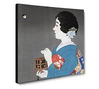 Lady Holding a Box by Ito Shinsui Canvas Print | Gallery Wrapped 30mm Frame Wall Art | 14x14 inches | Ready to Hang | Modern People Picture | Living Room Bedroom Lounge Office