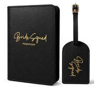 LADY&HOME 2 Pack Bridesmaid Passport Holders&Luggage Tags,Perfect Bridesmaid Proposal Gifts,Bachelorette Party Favors for Bachelorette Trip & Bridal Shower, Black, Black