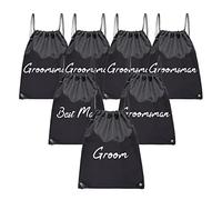 LADY & HOME 7 Pack Best Man Proposal and Groomsman Drawstring Proposal Suit bags Groomsmen Gift Bags Set(WD-H)