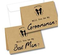 LADY & HOME Best Man Proposal Cards 6 Pieces Will You Be My Groomsman and 2 Will You Be My Best Man Cards with 8 white Envelopes(Brown-Squiggles)