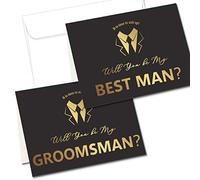 LADY & HOME Best Man Proposal Cards 6 Will You Be My Groomsman and 2 Will You Be My Best Man Cards with 8 white Envelopes(Black-Bold)