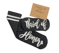 LADY&HOME Bridesmaid Gifts for Bachelorette Party Favors Bride Socks Bridal Shower Wedding Gifts, Maid of Honor (Grey), 6-11