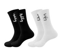 LADY&HOME Novelty Cotton Wedding Socks for Couples - Mr and Mrs Honeymoon Gifts - Bride and Groom Gift - Hubby and Wifey (SKY-HW, Black+White)