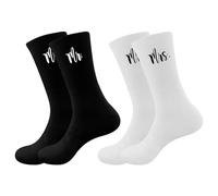 LADY&HOME Novelty Cotton Wedding Socks for Couples - Mr and Mrs Honeymoon Gifts - Bride and Groom Gift (SKY-MM, Black+White)