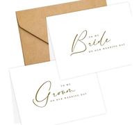 LADY&HOME Set of 2 Wedding Day Cards with Foil Accents and Envelopes,To My Bride On Our Wedding Day Card,To My Groom On Our Wedding Day Card (C2: Groom & Bride)