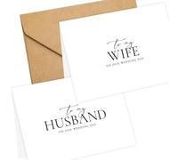 LADY&HOME Set of 2 Wedding Day Cards with Foil Accents and Envelopes,To My Bride On Our Wedding Day Card,To My Groom On Our Wedding Day Card (A1: Husband & Wife)