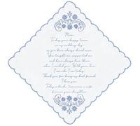LADY&HOME Something Blue Embroidered Wedding Handkerchief, Mom, Dad, Daughter, New Mom, New Dad