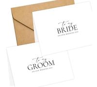 LADY&HOME Wedding Cards with Foil Accents and Envelopes, "To My Bride On Our Wedding Day", "To My Groom On Our Wedding Day" (A1: Groom & Bride)