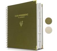 LADY&HOME Wedding Planner Book and Organizer for Bride | Linen Wedding Planning Binder with Calendars & Checklists | Engagement Gifts for Couples Newly Engaged (Emerald Green)