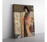 Lady In A Kimono By James Mcneill Whistler Classic Painting Canvas Wall Art Print Ready to Hang, Framed Picture for Living Room Bedroom Home Office Décor, 76x50 cm (30x20 Inch)
