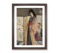 Lady In A Kimono By James Mcneill Whistler Classic Painting Framed Print | A3 Walnut Framed Wall Art | Ready to Hang | Classic Historical Picture | Living Room Bedroom Lounge Office