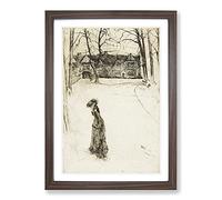 Lady in The Street by James McNeill Whistler Framed Print | A2 Walnut Framed Wall Art | Ready to Hang | Modern Cityscape Picture | Living Room Bedroom Lounge Office