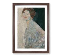 Lady in White by Gustav Klimt Framed Print | A2 Walnut Framed Wall Art | Ready to Hang | Modern Historical Picture | Living Room Bedroom Lounge Office