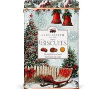 Lady Joseph | Christmas Metal Tin Cookies Assortment | 300g - Chocolate Filling, Cocoa Cookies, Caramel Biscuits | Artisan Gift Edition