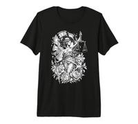 Lady Justice Broken Clock Sword Scales Floral Art Premium T-Shirt