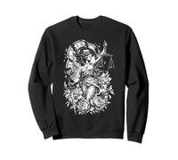 Lady Justice Broken Clock Sword Scales Floral Art Sweatshirt