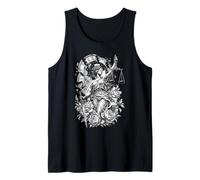 Lady Justice Broken Clock Sword Scales Floral Art Tank Top