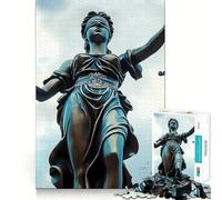 Lady Justice Statue 1000 Piece Jigsaws for Teenagers Puzzle Cognitive Boost Perfect Connection Fun Play (38x26cm)