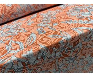 Lady K Lightweight Burnout Single Jersey Fabric, per metre - Floral Print - Coral & Pale Blue