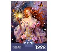 Lady Lantern Butterfly 1000 Piece Jigsaw Puzzle Bundle Enchanted Nocturnal Grace Jigsaw Puzzle Extra-Thick Cardboard Jigsaw Puzzle Collector Mind Relaxation Office Break Travel 70x50cm/10