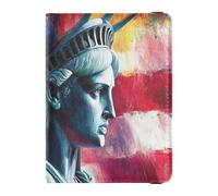 Lady Liberty Presidents Day Art Leather Passport and Vaccine Card Holder Combo Travel Passport Wallet Passport Cover with RFID Blocking for Men and Women Waterproof