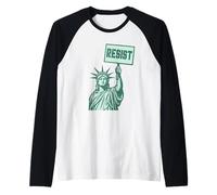 Lady Liberty Protest - Feminist Equality Resist Distressed Raglan Baseball Tee