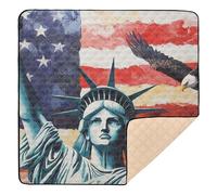 Lady Liberty USA Presidents Day American Flag_2 Soft Padded Baby Playmat for Indoor Outdoor Portable Kicking Mat for Babies Infants Toddlers, 50'' x 50''