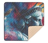 Lady Liberty USA Presidents Day American Flag_3 Cute Foldable Baby Gym & Activity Mat for Floor Comfortable Padded Play Mat for Babies Infants Toddlers, 50'' x 50''