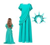 Lady Libertys Dress Costume - Women's Historic Outfit, Halloween Cosplay Dresses | Patriotic Crown and Torch Fade Resistant Cosplay Fancy Costumes for Events
