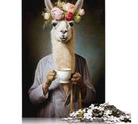 Lady Llama Coffee Puzzle for Adults 1000 Pieces Puzzle Adult Jigsaw Puzzle Brain Teaser Game 1000pcs (75x50cm)