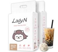 Lady N Pellet Tofu Cat Litter Boba Tea Scent, Strong Clumping, Ultra Absorbent, Dust-Free, Low Tracking, Water-Soluble, Natural Ingredients, Enviro-Probiotic Odor Control 18lb