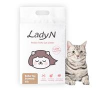 Lady N Pellet Tofu Cat Litter, Boba Tea Scent, Strong Clumping, Ultra Absorbent, Natural Food-Grade Ingredients, Dust-Free, Low Tracking, Enviro-Probiotic Odor Control, Water-Soluble (9lb)
