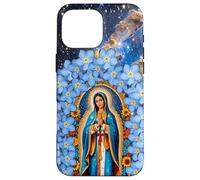 Lady of Guadalupe Blue Flowers & Star Virgin Mary Faith Case for iPhone 16 Pro Max