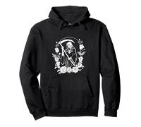 Lady of the Last Breath Gothic Grim Reaper Black & White Pullover Hoodie