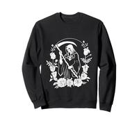 Lady of the Last Breath Gothic Grim Reaper Black & White Sweatshirt