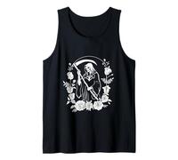 Lady of the Last Breath Gothic Grim Reaper Black & White Tank Top