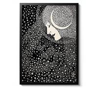 Lady of the Moon Print, Don Blanding Poster, Museum Art Exhibition Print, Vintage Modern Minimalist Wall Art, Art Gift Idea, Archival Matte, A2 (Framed) - 59.4x42cm