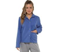 Lady Olga Bed Cardigans for Women UK, Plush Feel Buttoned Dressing Gowns Warm and cosy,Embroidered Bed Jacket Ladies for Pyjama Tops, Pink and Blue Fleece Jacket Women Size 10-24(Blue,14-16)