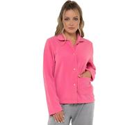Lady Olga Bed Cardigans for Women UK, Plush Feel Buttoned Dressing Gowns Warm and cosy,Embroidered Bed Jacket Ladies for Pyjama Tops, Pink and Blue Fleece Jacket Women Size 10-24(Pink,18-20)