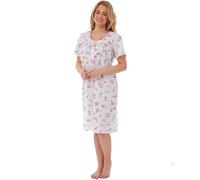 Lady Olga Cotton Nightdresses for Women UK,Jersey Soft Long Nighties for Women Plus Size,Button Front Floral Women's Nightdresses & Nightshirts Pink