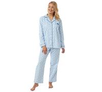 Lady Olga Ladies 100% Brushed Cotton Pyjama Set Colour Blue Size 16-18