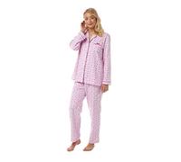 Lady Olga Ladies 100% Brushed Cotton Pyjama Set Colour Pink Size 24-26