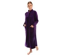 Lady Olga Ladies Button Front Soft Fleece Dressing Gown[18/20,Damson]