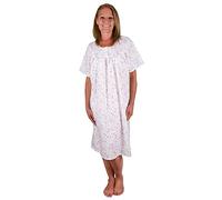 Lady Olga Ladies English Made Poly Cotton Short Sleeved Nightdress (18-20, Pink Floral)