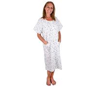 Lady Olga Ladies English MadeButton Through Poly Cotton Short Sleeved Nightdress (10-12, Blue Floral)